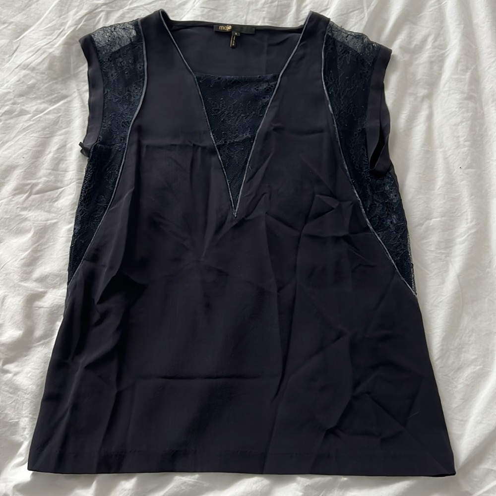 Maje Women NAVY Sleeveless Top